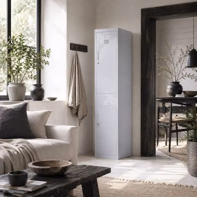 Wyld Haus Marino Metal Tall Locker Cabinet, Matt Grey, H 180 x W 46 x D 38 cm – 1