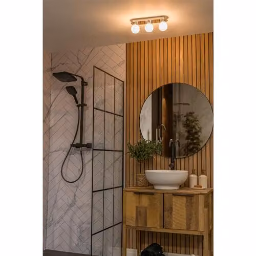ValueLights Orbital 3 Way Bar LED Wall and Ceiling Light with Opal Glass Globe in Chrome Silver, IP44 Rated – 5