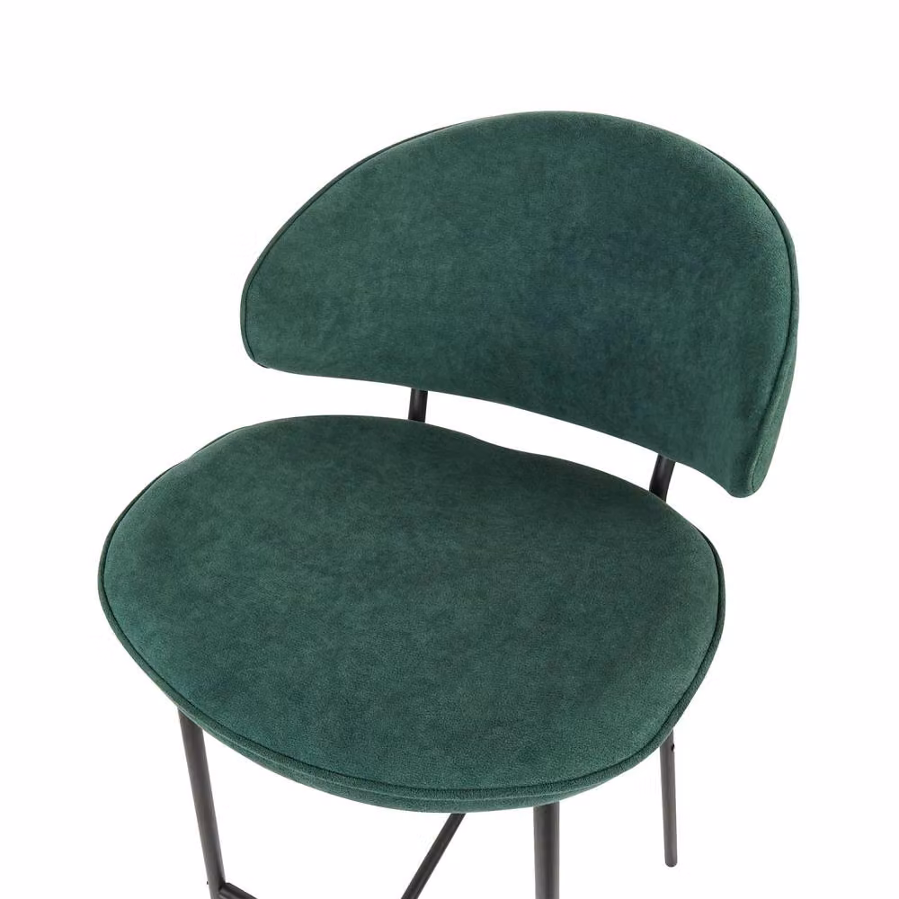 Wyld and Coco Set of 2 Green Armless Bar Chairs with Curved Backrest and Matt Metal Frame – 4