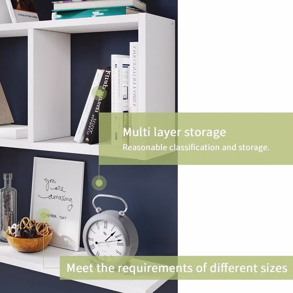 ERGOVEXA White Rectangular Floating Wall Mounted Shelf Unit with Back Panel – 3