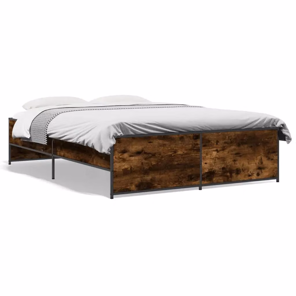 Berkfield Home Small Double Bed Frame in Smoked Oak and Brown, W/D/H: 120 x 200 cm – 2