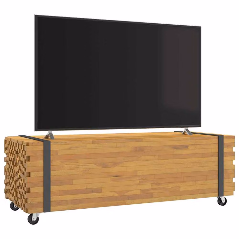 Berkfield Home Solid Teak Wood Coffee Table in Brown, W/D/H: 110 x 45 x 35 cm – 2