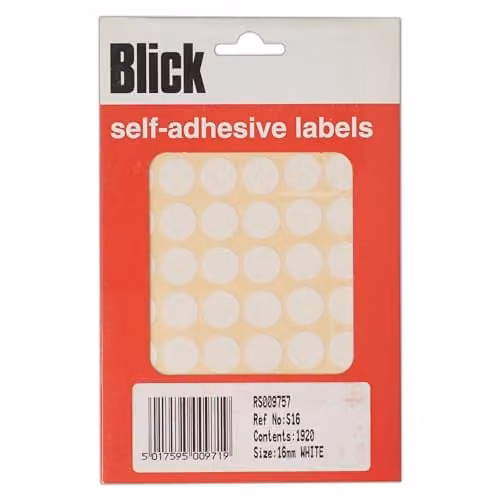 Blick White Self Adhesive Rectangular Paper Labels, 16mm, 1920 Pack for Home, Office and School Organising
