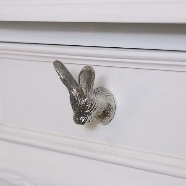 Melody Maison Polished Silver Metal Rabbit Head Drawer Knob