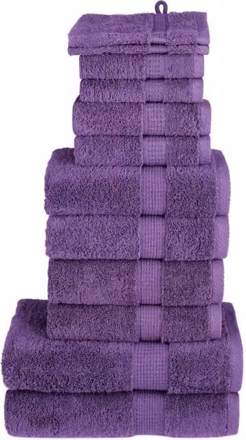 Berkfield Home SOLUND 12 Piece Premium Purple Cotton Terry Towel Set, 600 gsm