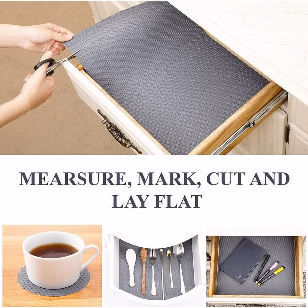 PAWNORA Non-Slip Grey Kitchen Cabinet and Drawer Shelf Liner Mat, 6m – 4