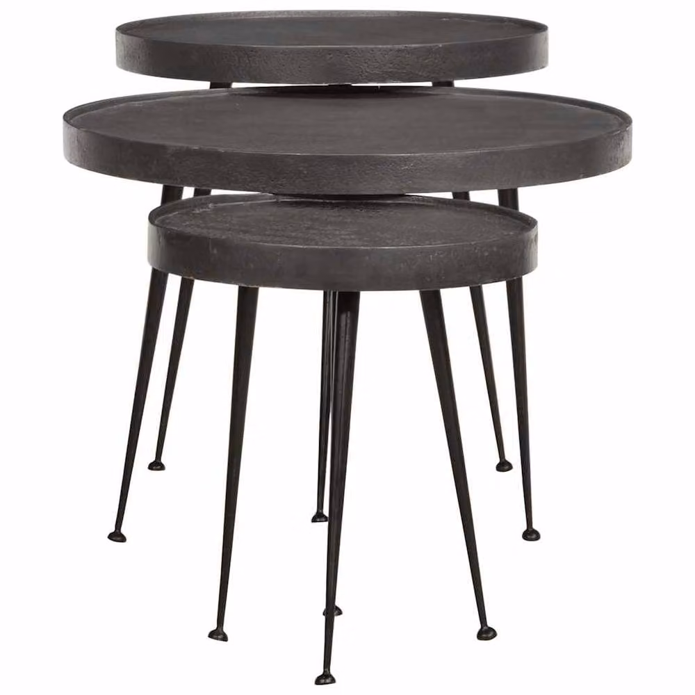 Berkfield Home 3 Piece Black Nested Coffee Table Set in Engineered Wood – 3
