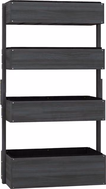 Outsunny 4-Tier Wooden Raised Bed Planter, Grey, H x W x D: 142 x 80 x 45 cm – 1