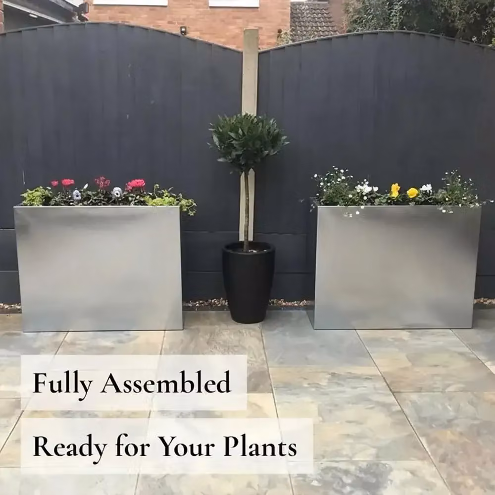 Access Garden Products Galvanised Steel Trough Planter, Silver/Grey, W: 25.0 cm, D: 25.0 cm, H: 60.0 cm – 5