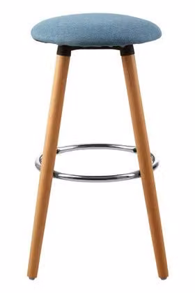 Premier Housewares Blue Fabric and Beech Wood Counter Height Bar Stool, W/D/H: 39 x 39 x 71 cm