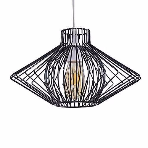 ValueLights Sinat Modern Black Metal Cone Pendant Ceiling Light, Shade Width: 36.5 cm – 1