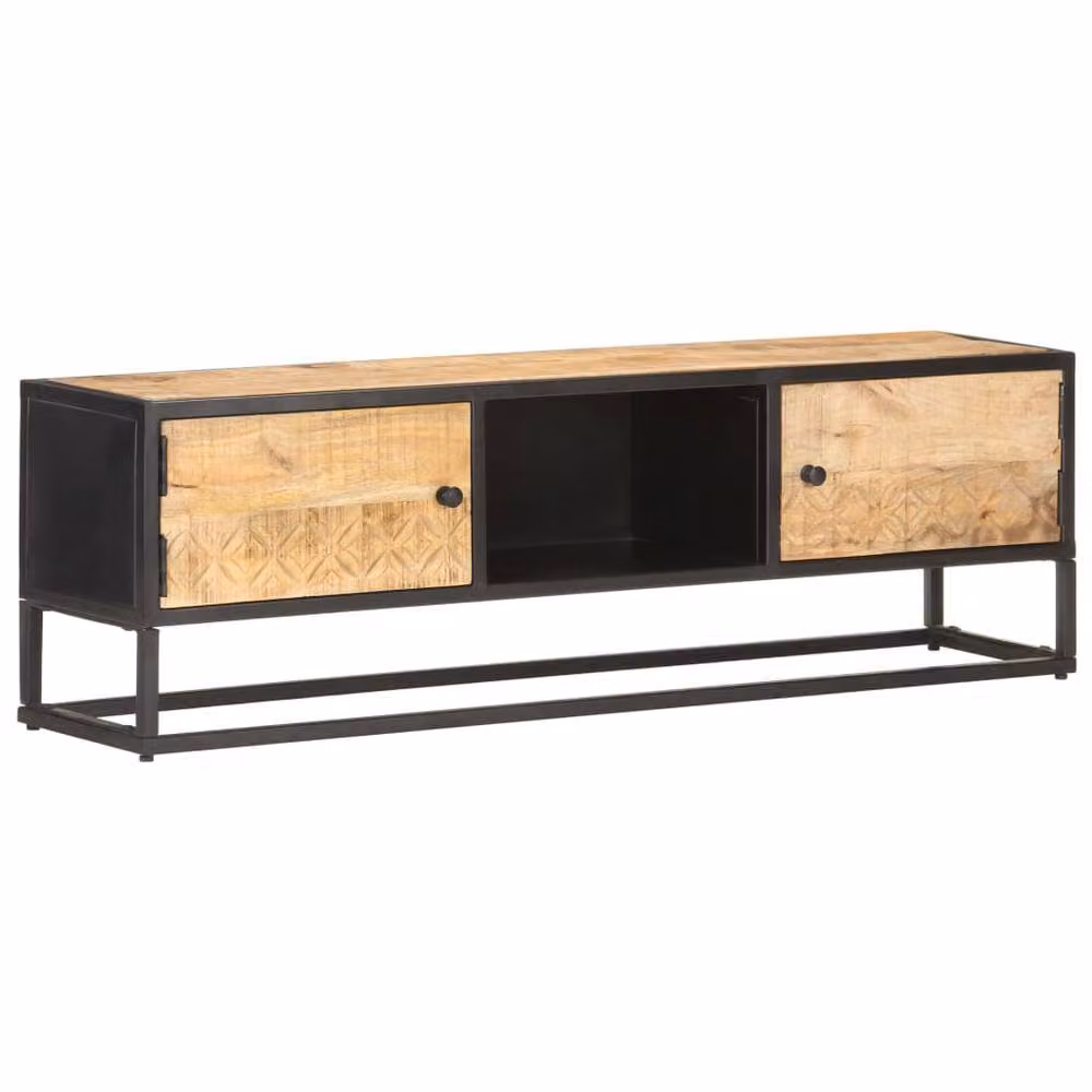 Berkfield Home Rustic Mango Wood TV Cabinet in Brown, W/D/H: 130 x 30 x 40 cm – 2