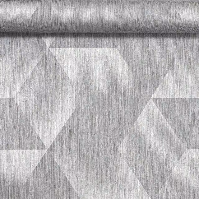 Rasch Geometric 3D Effect Abstract Modern Wallpaper in Silver and Grey