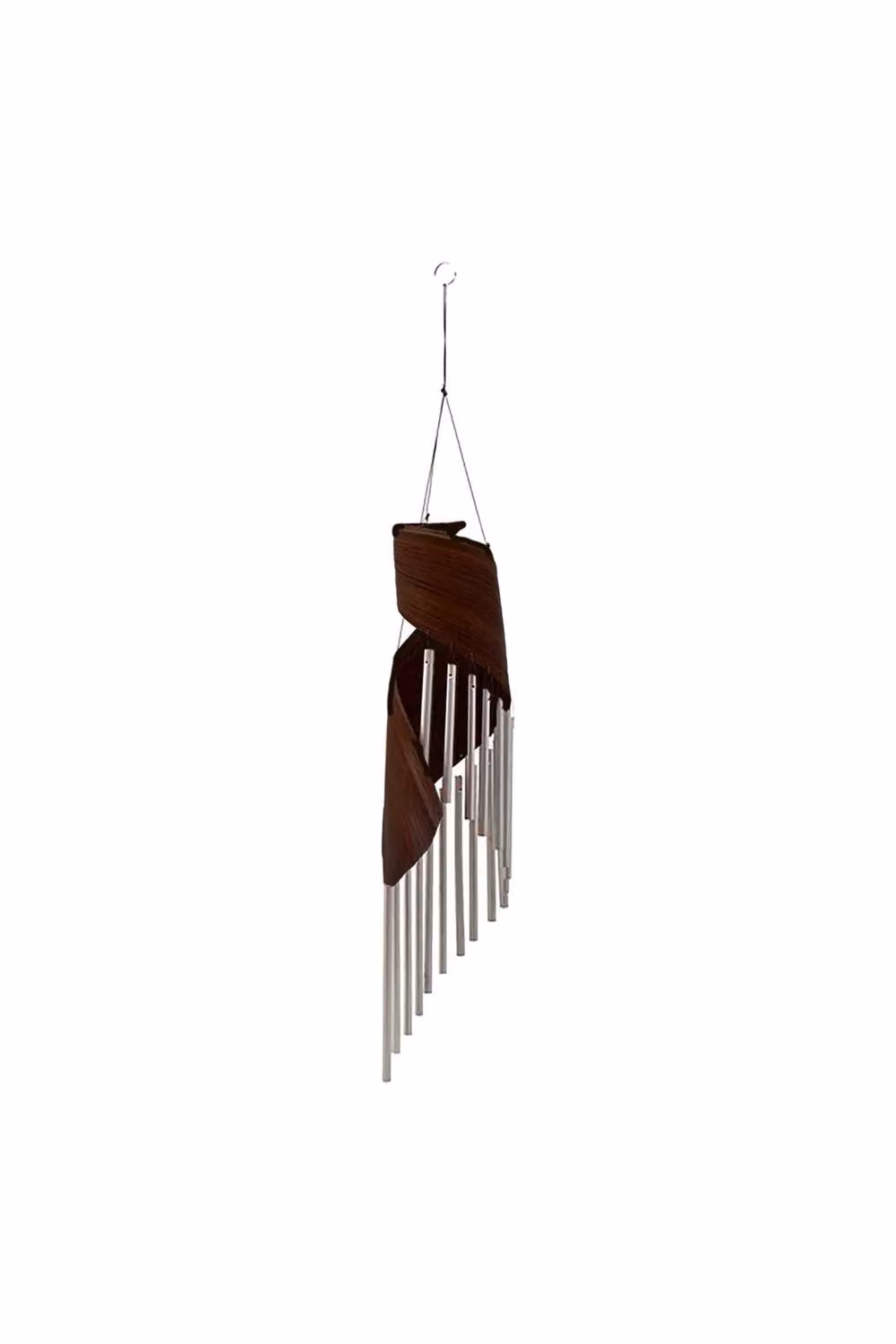 KDMD Handcrafted Chocolate Brown Coconut Leaf Wind Chimes with Rattan and Metal Decor – 2