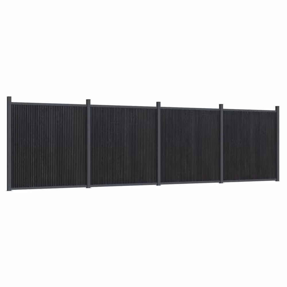 Berkfield Home Durable WPC and Aluminium Fence Panel, Grey, W: 699 cm, H: 186 cm – 2