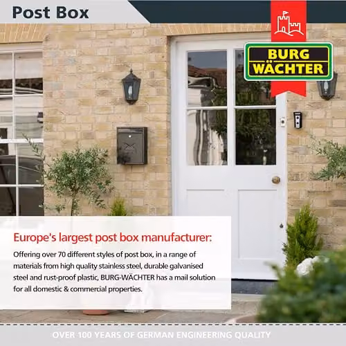 Burg-Wächter Black Compact Wall Mounted Steel Postbox W/D/H: 26 x 33 x 9 cm – 5