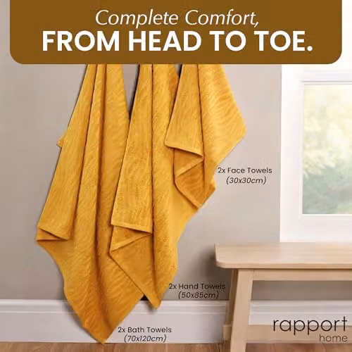 Rapport Home 6-Piece Cotton Towel Bale Set in Yellow, 500gsm – 2