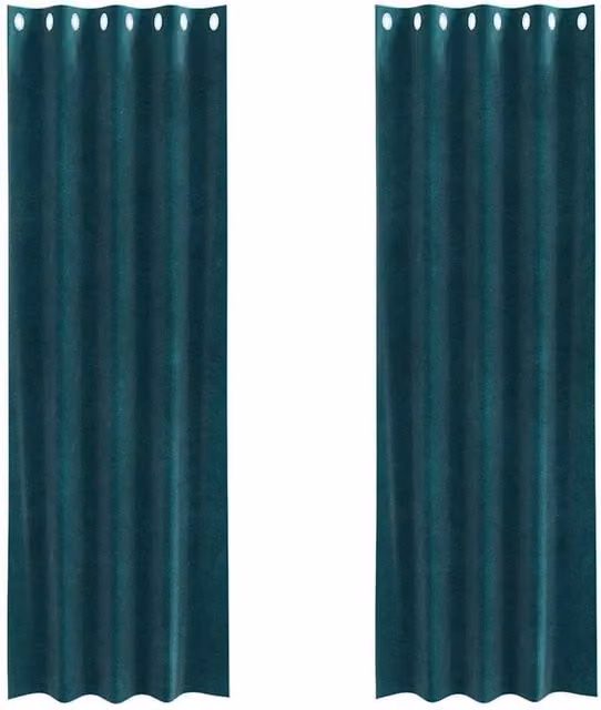 Berkfield Home Semi-Transparent Green Polyester Eyelet Curtains, W: 140 cm, H: 260 cm