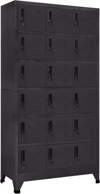 Berkfield Home Anthracite Metal Locker Cabinet with Hinged Doors, W/D/H: 90 x 40 x 180 cm – 1