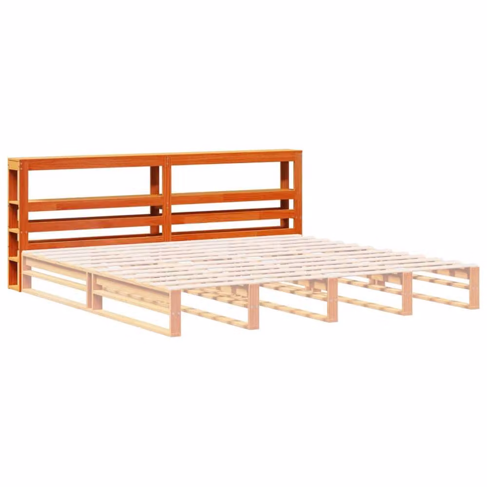 Berkfield Home Rustic Solid Wood Pine Headboard with Integrated Shelves, Wax Brown, 180 cm – 3