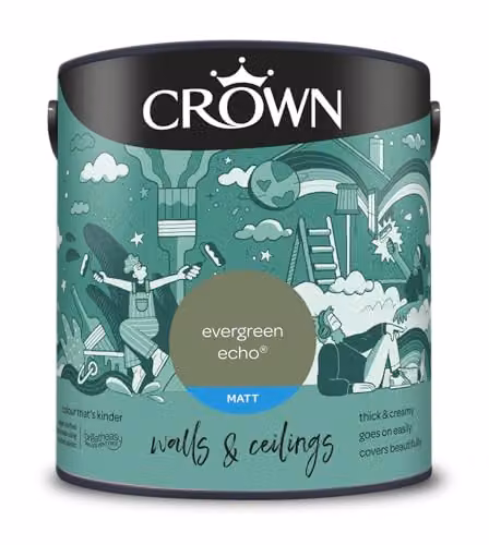 Crown Evergreen Echo Matt Emulsion Water Based Green 2.5l – 2