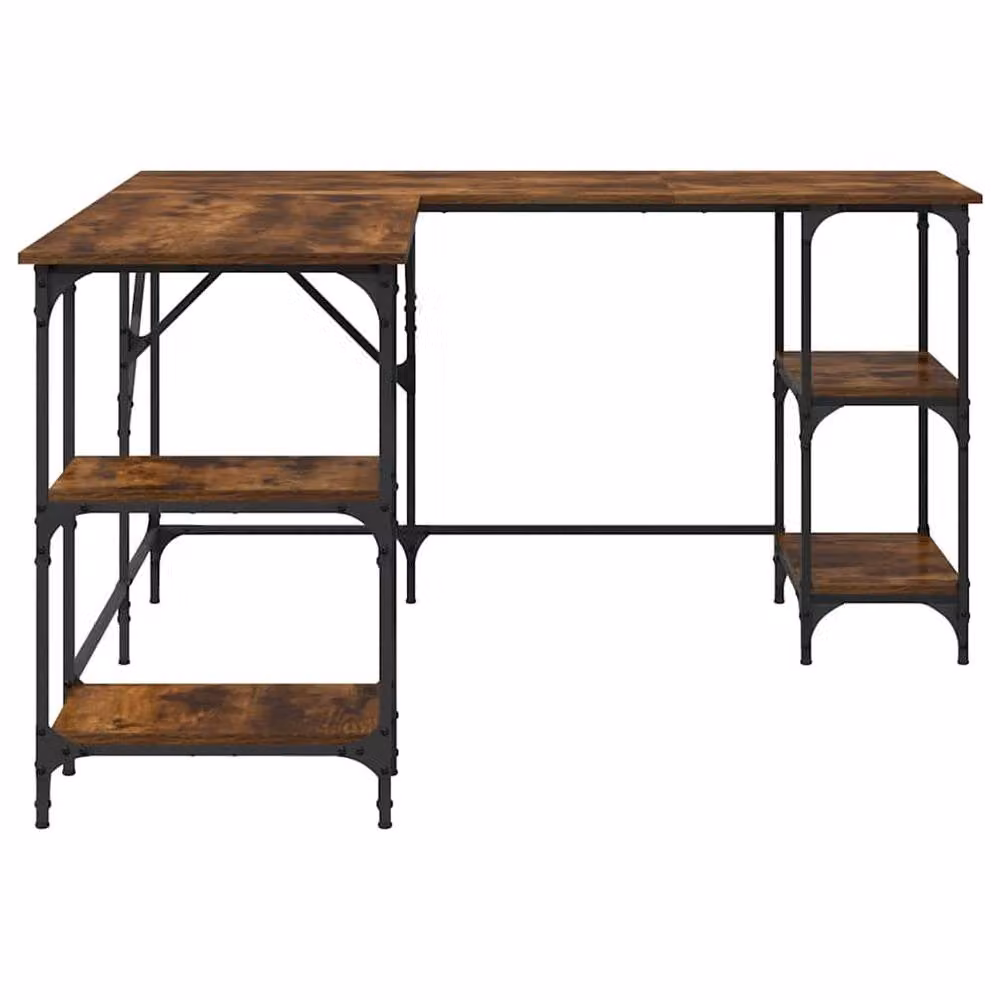 Berkfield Home Smoked Oak Corner Desk in Brown, W/D/H: 139 x 139 x 75 cm – 4