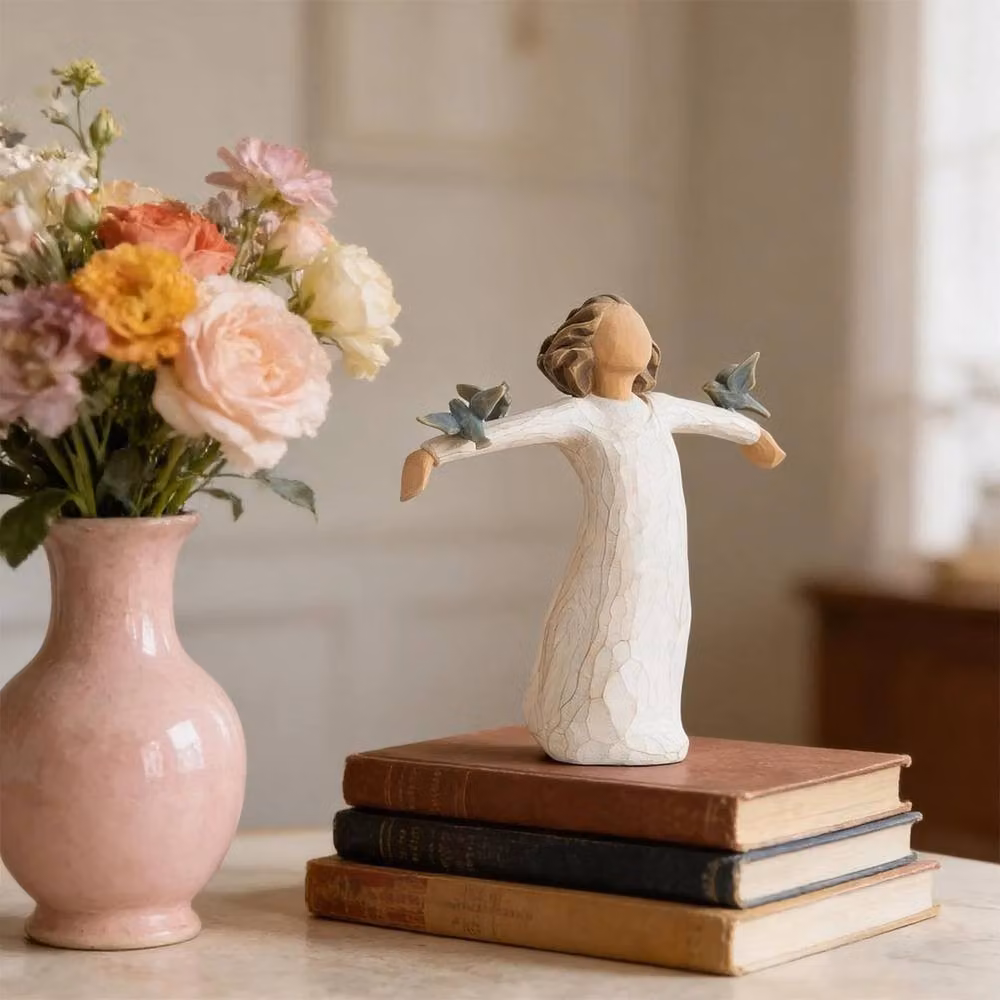 NESTLUNE Guardian Angel Ceramic Tabletop Ornament in White, W: 100 cm, D: 60 cm – 2