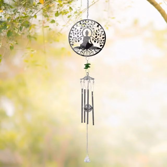 Betley Butterfly Silver Stainless Steel Buddha Hanging Wind Chime