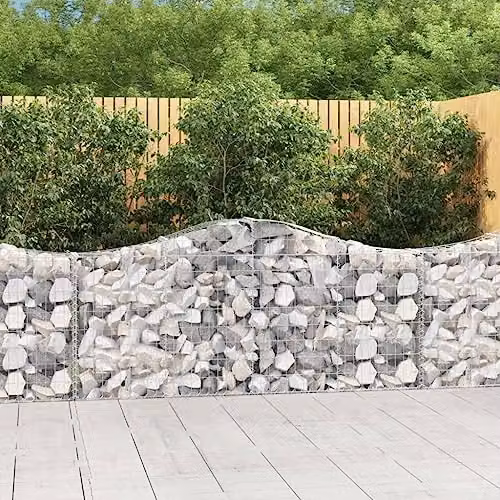 vidaXL Arched Gabion Baskets, 13 Pieces, Galvanised Steel, Silver, W/D/H: 200 x 30 x 80/100 cm – 2