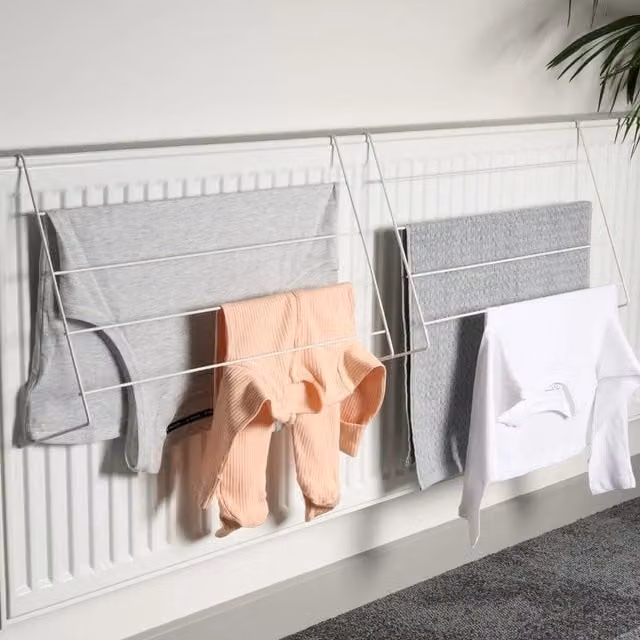 Marco Paul Set of 2 White Coated Steel Radiator Airers with 2 Bars