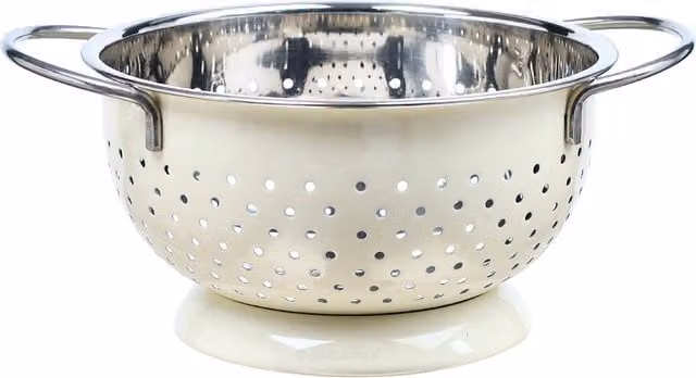 Buckingham Stainless Steel Round Hemisphere Colander Strainer with Handles, 0.7 l, 14 cm, White/Chrome