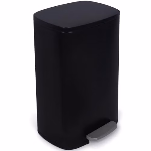 NETTA 50L Stainless Steel Kitchen Pedal Bin in Black with Soft Close Lid and Removable Inner Bucket