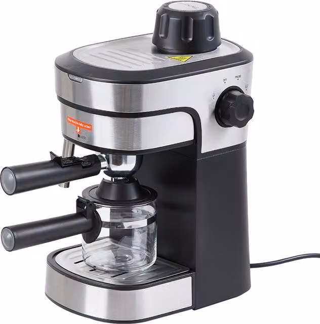 Livingandhome Espresso Coffee Maker with Steam Wand and Cup Warmer in Black and Silver