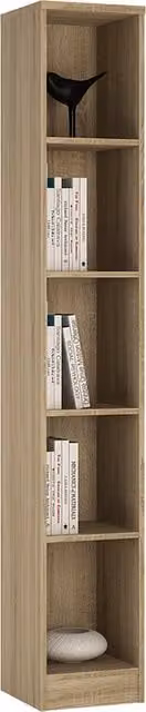 4 You Tall Narrow Oak Bookcase in Brown with Adjustable Shelves