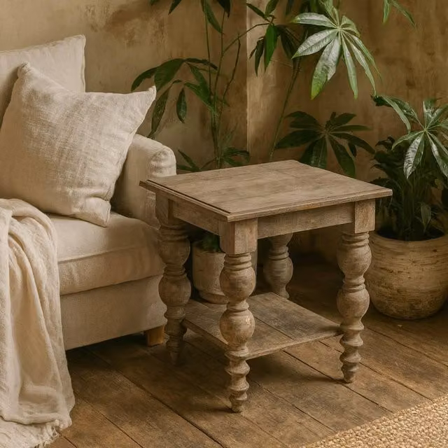 Wyld Haus Montaine Brown Solid Wood Square Side Table – 1