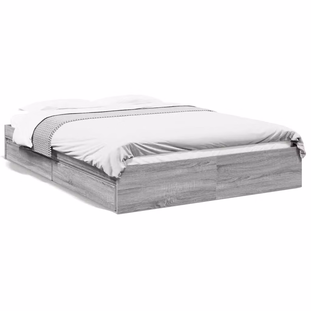Berkfield Home Modern Bed Frame with Drawers in Grey Sonoma, W/D/H: 160 x 200 cm – 2
