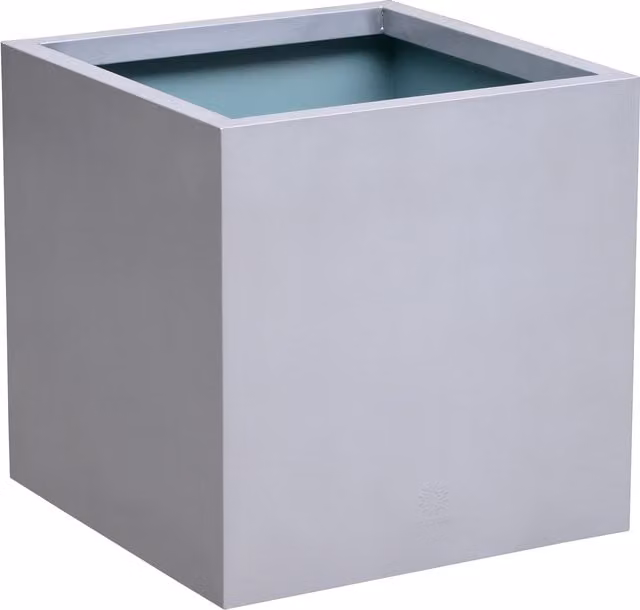 Primrose Silver Galvanised Steel Square Cube Planter Pot 50cm – 1