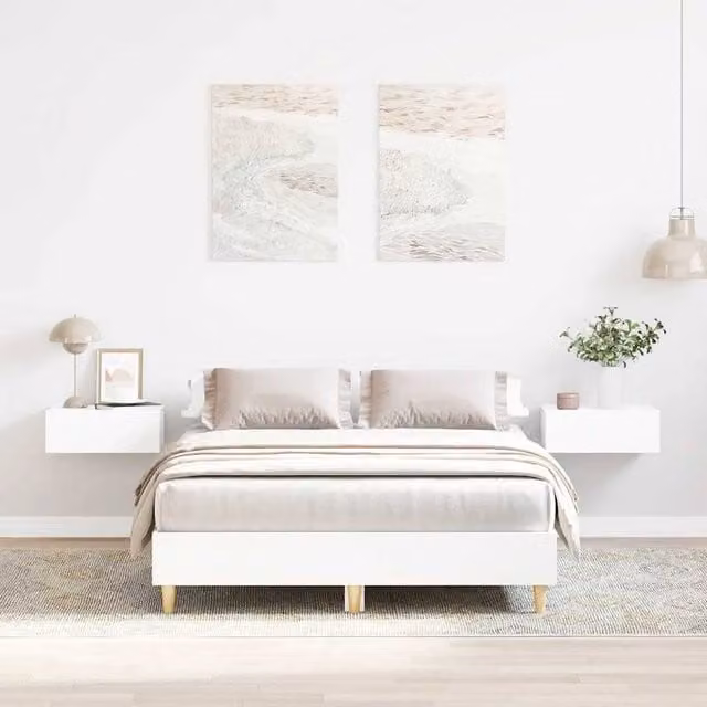 Berkfield Home Engineered Wood Bed Frame, White, W: 140 cm, D: 190 cm