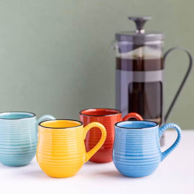 La Cafetire Set of 4 Multicolour Ceramic Espresso Cups