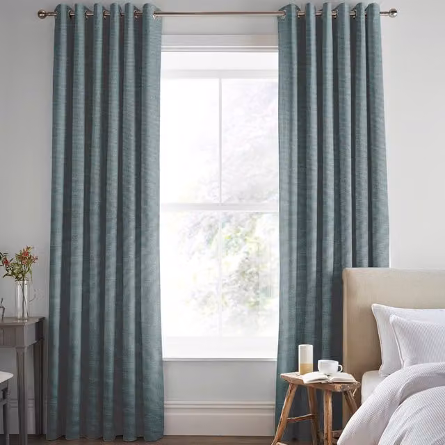 Laura Ashley Swanson Made To Measure Blackout Eyelet Curtains in Pale Fern Green