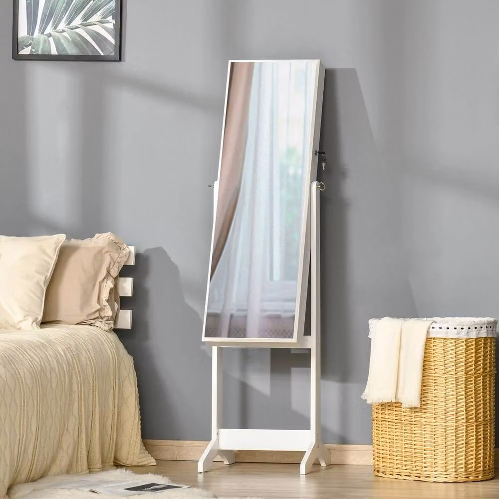Havendro Lockable Mirrored Jewellery Cabinet in White – 2