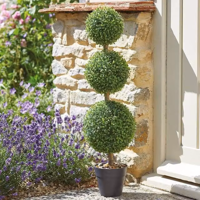 mysmartbuy Trio Ball Artificial Topiary Bush, Green Potted Faux Plant, H80 x 23 cm Diameter – 1