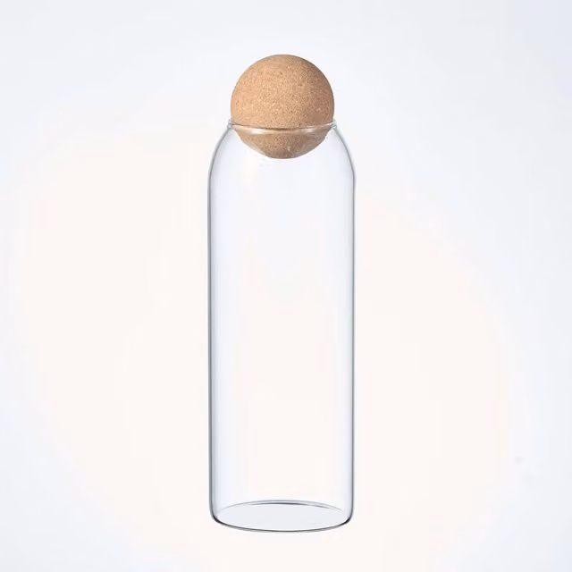 Eden & Willow Clear Glass Storage Jar with Decorative Cork Ball Lid, 1.5l