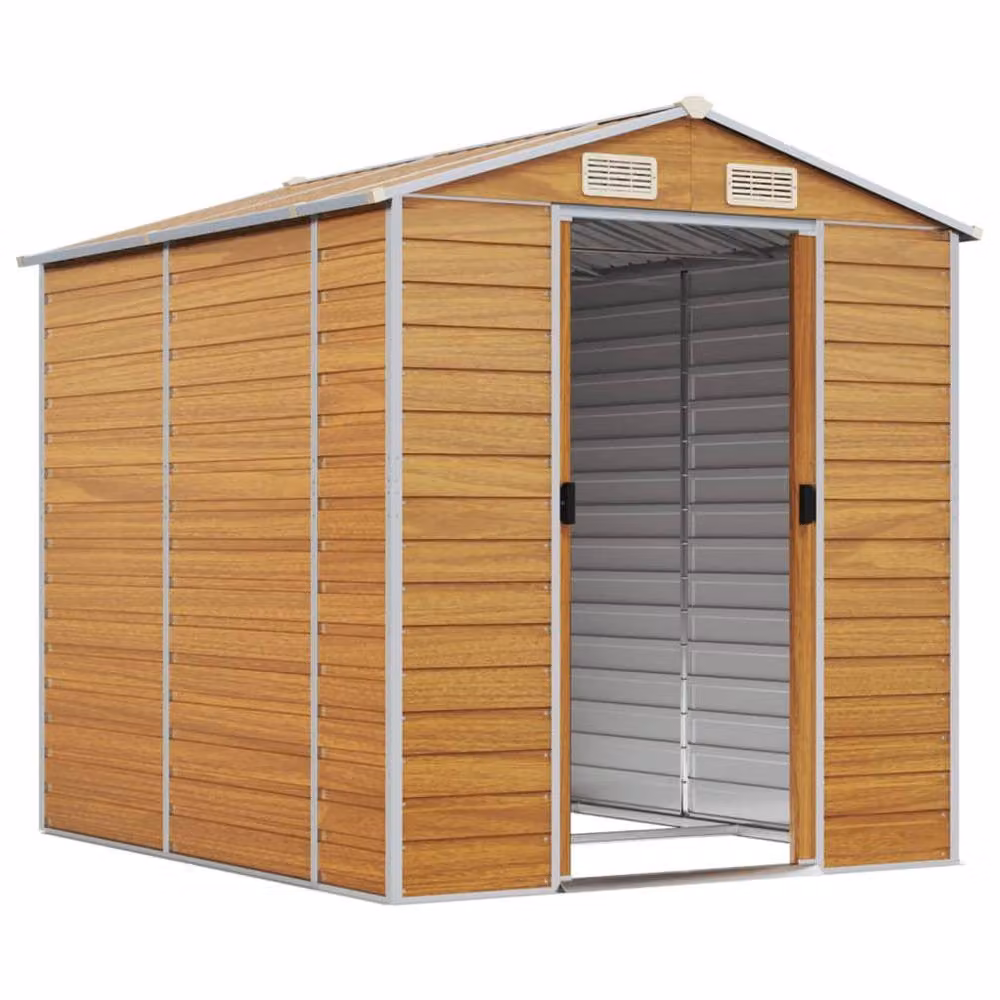 Berkfield Home Garden Shed in Brown Galvanised Steel, W/D/H: 191 x 215 x 198 cm – 2