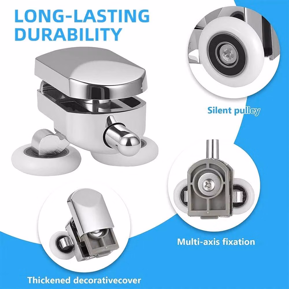 NESTLUNE 8-Piece Silver Stainless Steel Shower Screen Door Rollers and Runners – 2