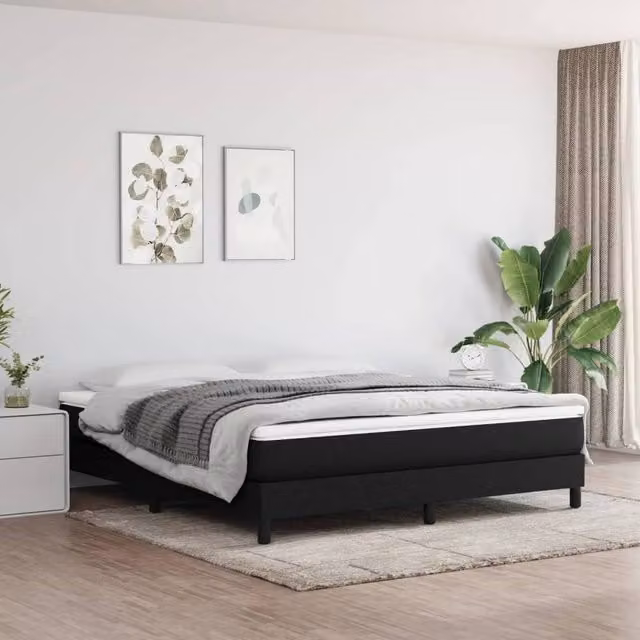 Berkfield Home Super King Box Spring Bed Frame, Black Fabric, W: 180 cm x D: 200 cm – 1