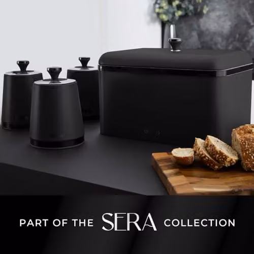 Tower Sera Airtight Bread Bin in Black and Stainless Steel – 7