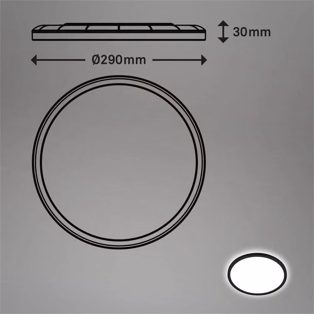 SPETLEK 18W LED Round Ceiling Light for Bathrooms in Black, 2400lm – 3