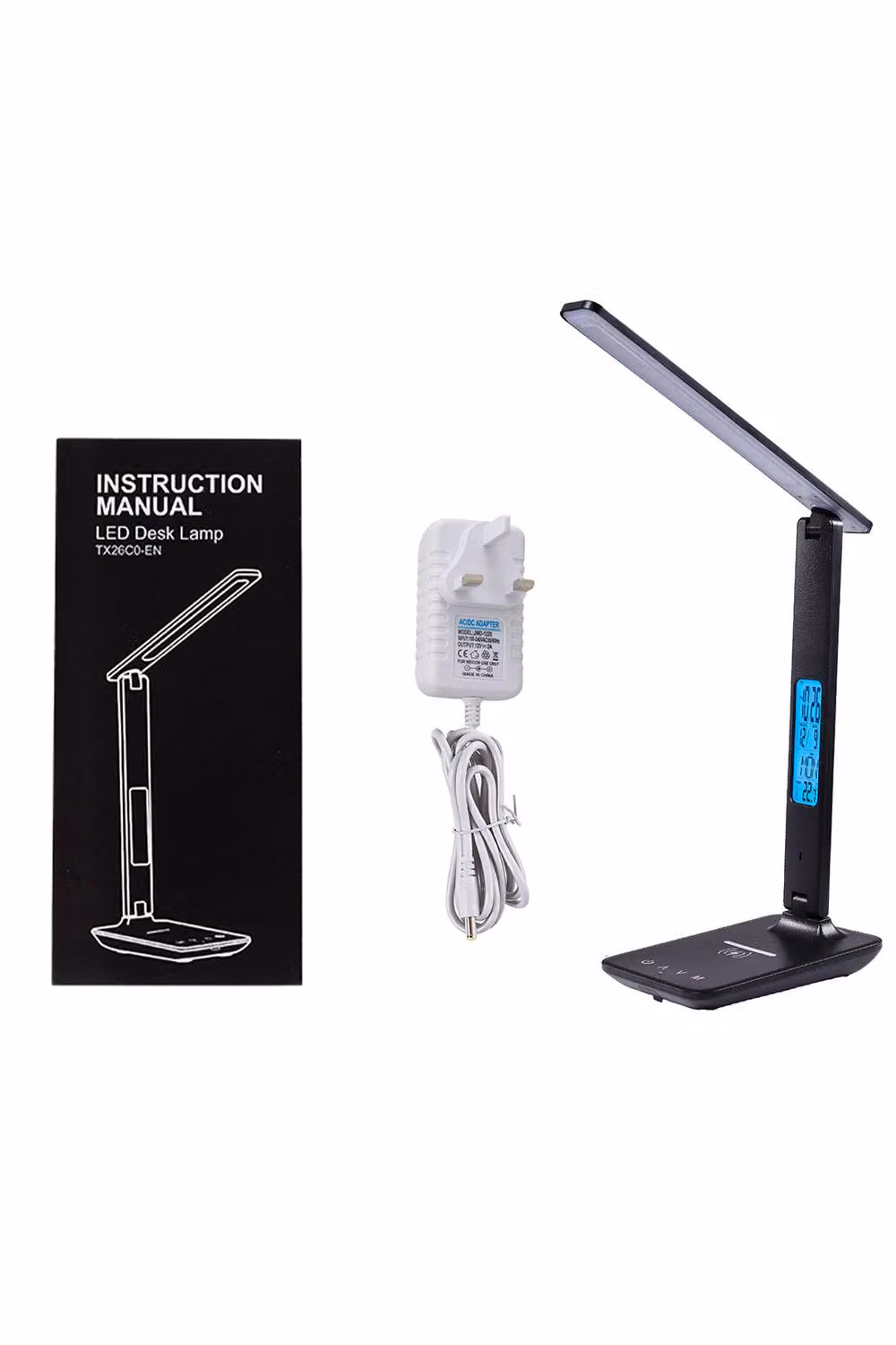 Living and Home Dimmable LED Desk Lamp with Wireless Charger in Black – 3