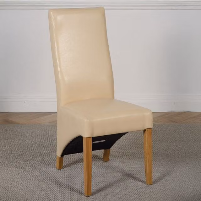 Thats Furniture Lola Synthetic Leather Dining Chairs in Ivory with Oak Wood Legs